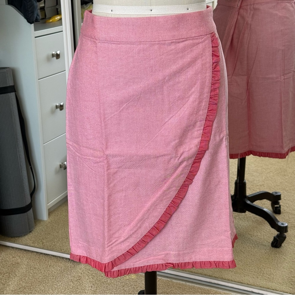 J. Crew Pink Asymmetrical Wrap Midi Skirt
